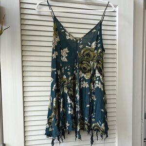 Floral Teal and Olive Mini Dress